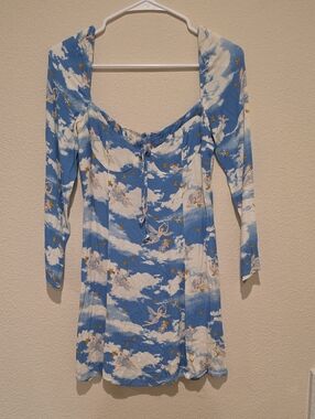 Reformation Blue Cloud & Cherub Mini Dress